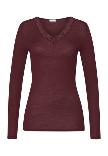Woolen Lace Lace Trim Wool And Silk Top | Vivid Brown 70830-2421